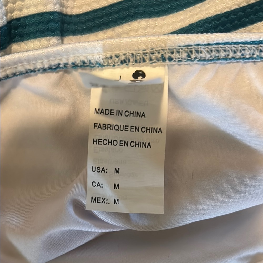 COCOSHIP Teal and White Striped One Piece Swimsuit - Picture 4 of 4